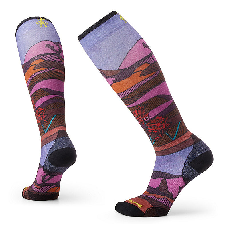 Load image into Gallery viewer, Women&#39;s Ski Zero Cushion Floral Field Print OTC Socks
