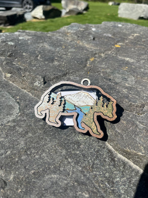 Bear Outline - Mt. Rainier Background Ornament