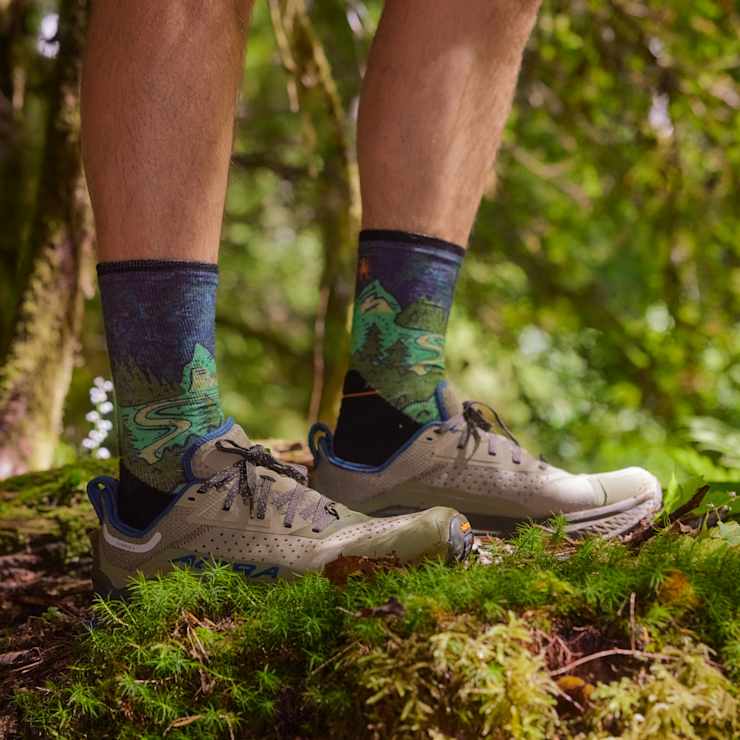 Trail Run Targeted Cushion Neature Print Crew Socks