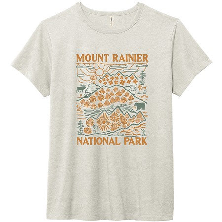 Women's Rainier Mountain and Flowers T-Shirt