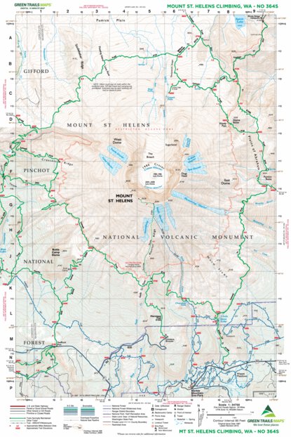Mt St Helens Climbing - 364S Map